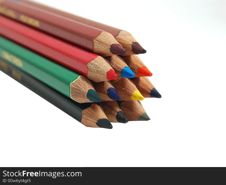 A bunch of color pencils together. A bunch of color pencils together.