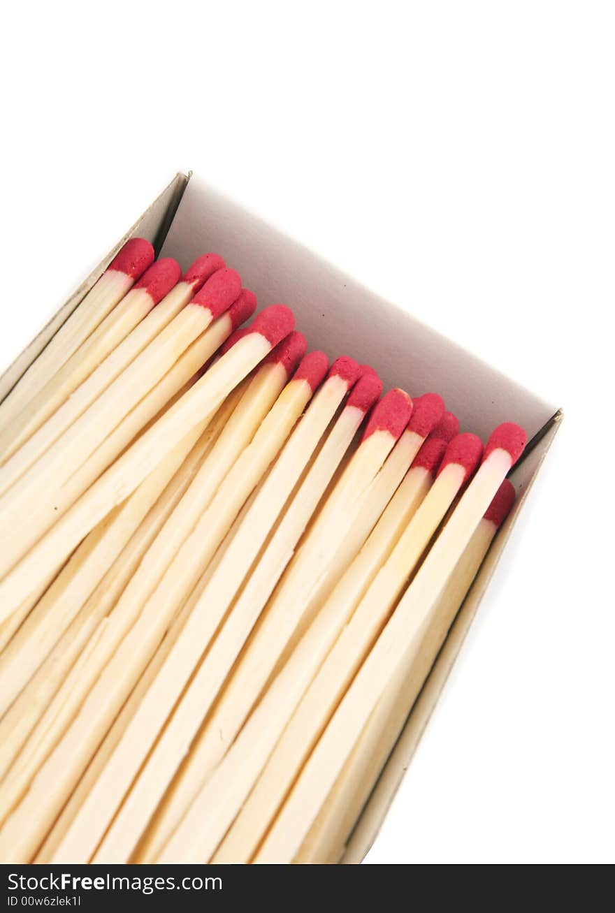 Box with matches on the white match