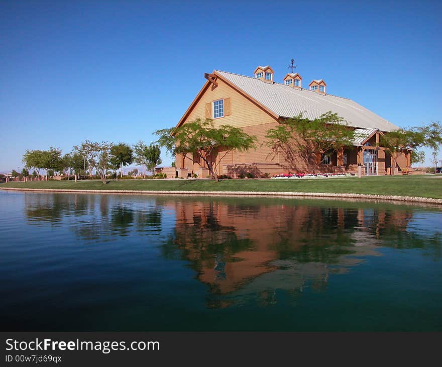 Barn Style Community Center with Lake