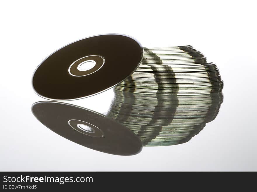 Cd's stacked on white background. Cd's stacked on white background