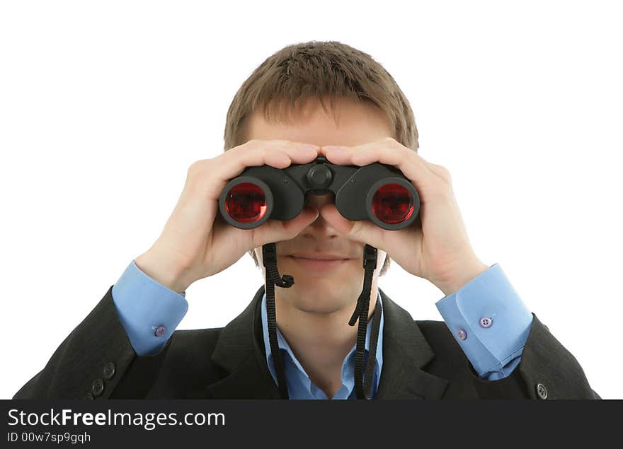 Businessman Looks In Field-glass