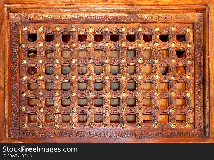 Hand made engraved old wooden grid background