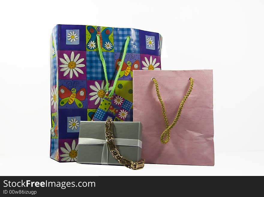 Gift Bags with gold bracelet