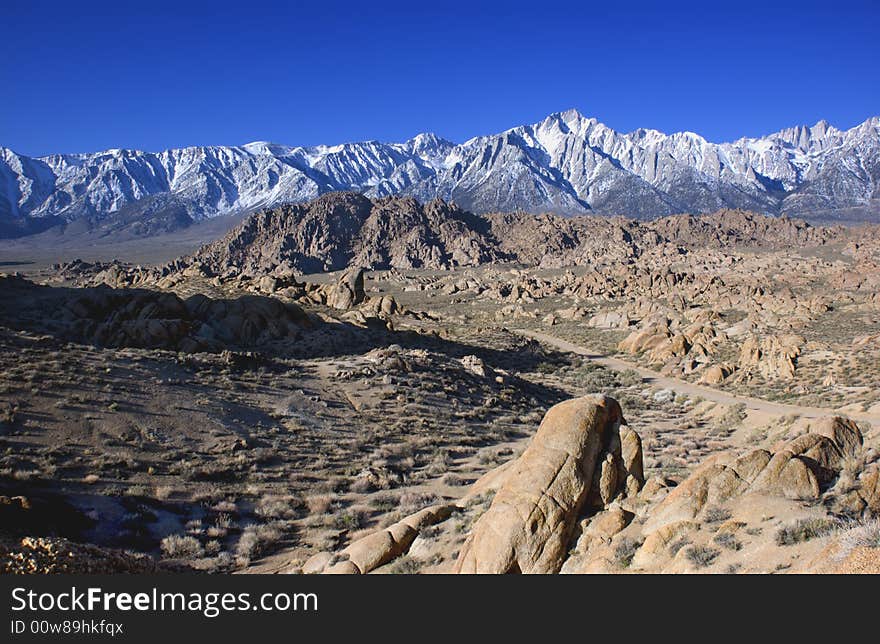 Mount Whitney and lone pine peak and the alabama hills california usa. Mount Whitney and lone pine peak and the alabama hills california usa