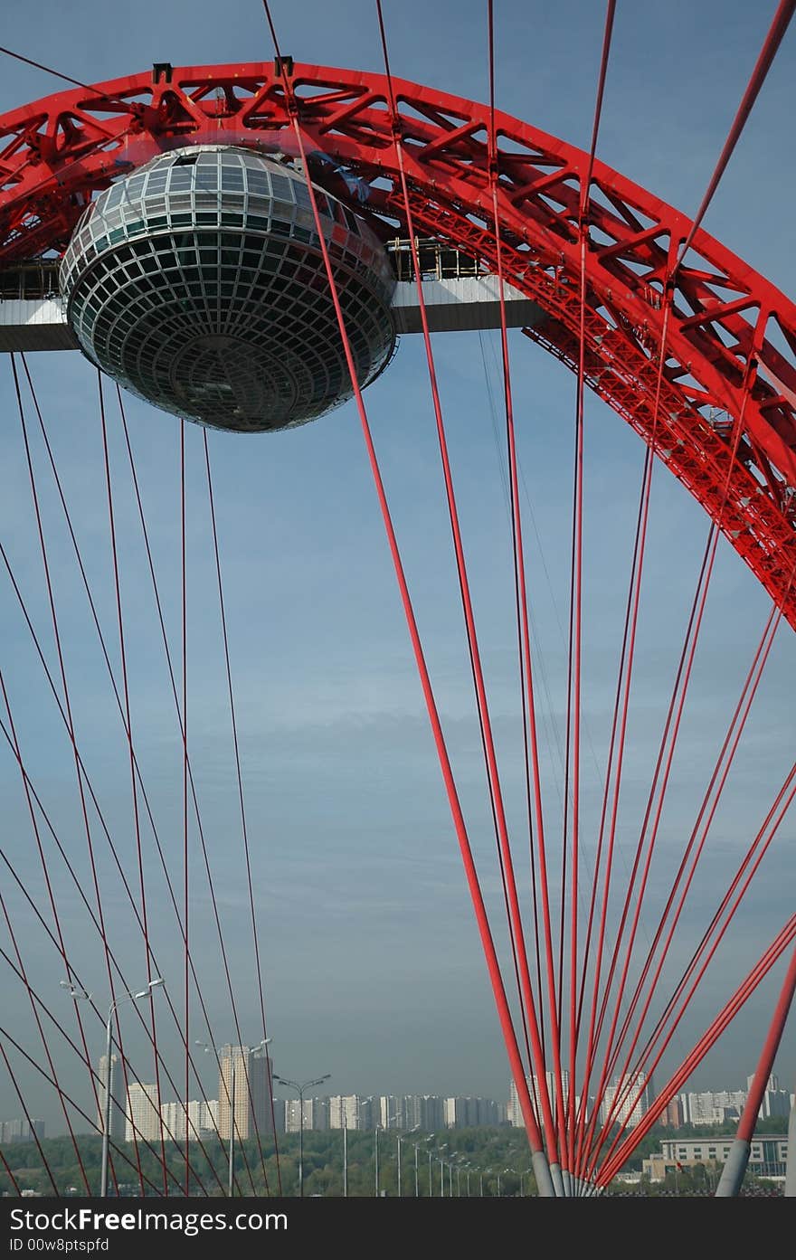 Detail aerial view of new bridge in Moscow