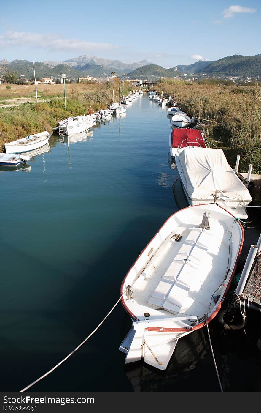 Boats at canal, Majorca, Balearic Islands