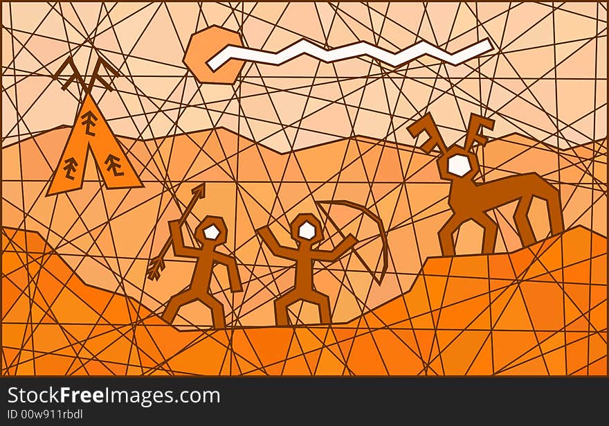 Vector illustration of stylized hunting scene. Vector illustration of stylized hunting scene