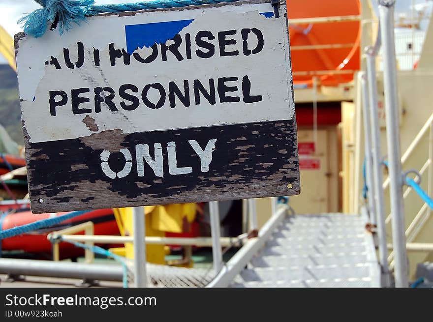 No entry sign onto a ship