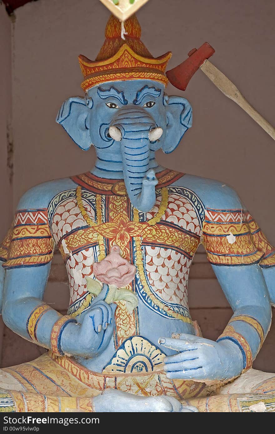 Buddhist statue - Blue Elephant, temple Doi Suthep in Thailand