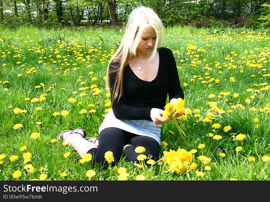 Blonde girl in nature