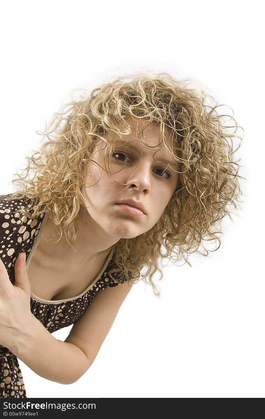 Woman Looks Out Because Of A Corner