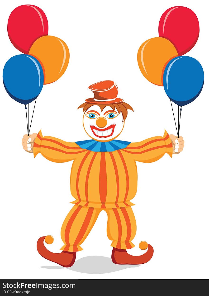 Smiling party clown with balloons