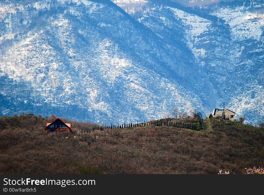 Two houses on mountains, Crimea. Two houses on mountains, Crimea