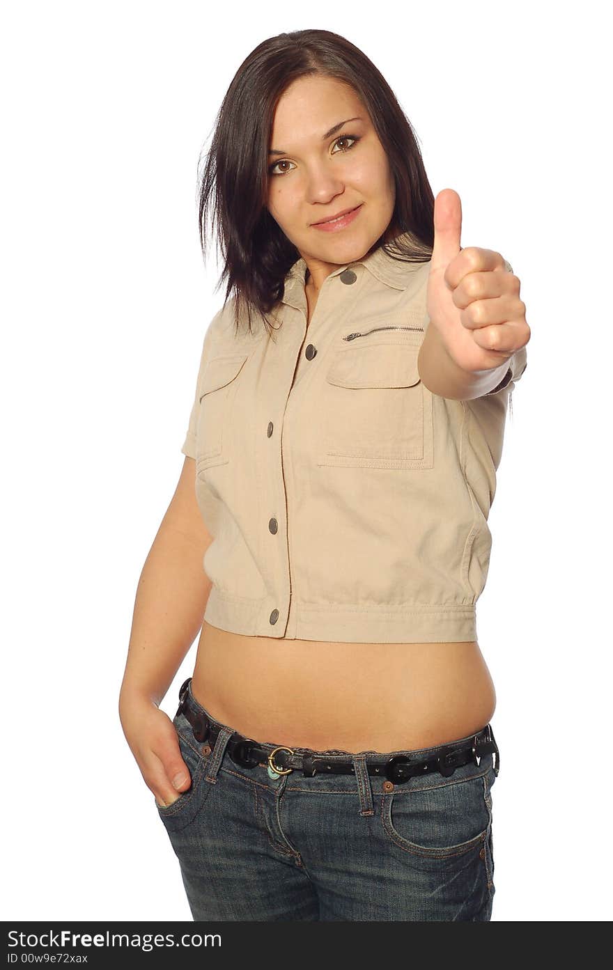 Brunette woman on white background. Brunette woman on white background