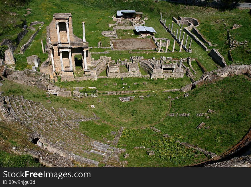 Antique roman theatre captured in archaeological excavations - Volterra - Tuscany - Italy