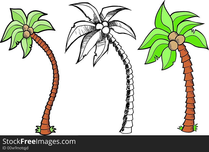 Safari Tree Set Vector Illustraion