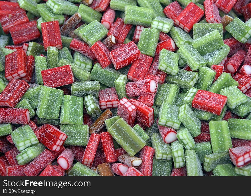 Close up of multicolored sweet gum candy