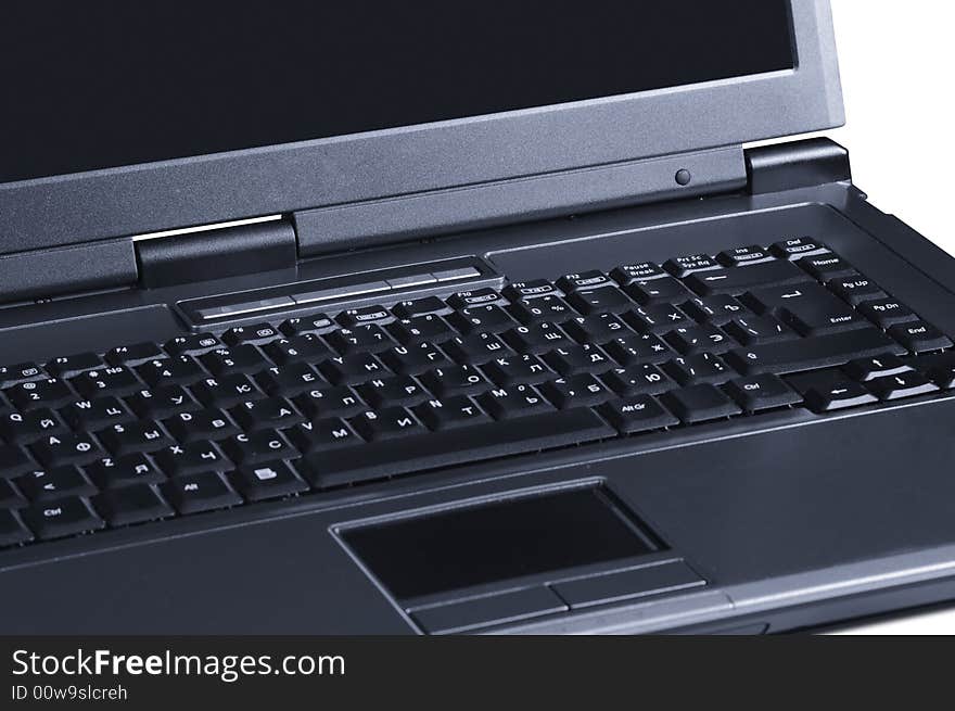 The keyboard of the personal computer in dark blue. The keyboard of the personal computer in dark blue