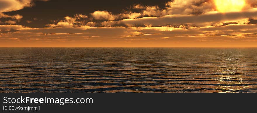 Beautiful sea and sky at sunset - digital artwork. Beautiful sea and sky at sunset - digital artwork