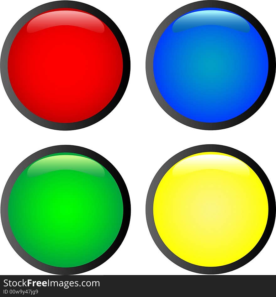 4 multi-coloured buttons