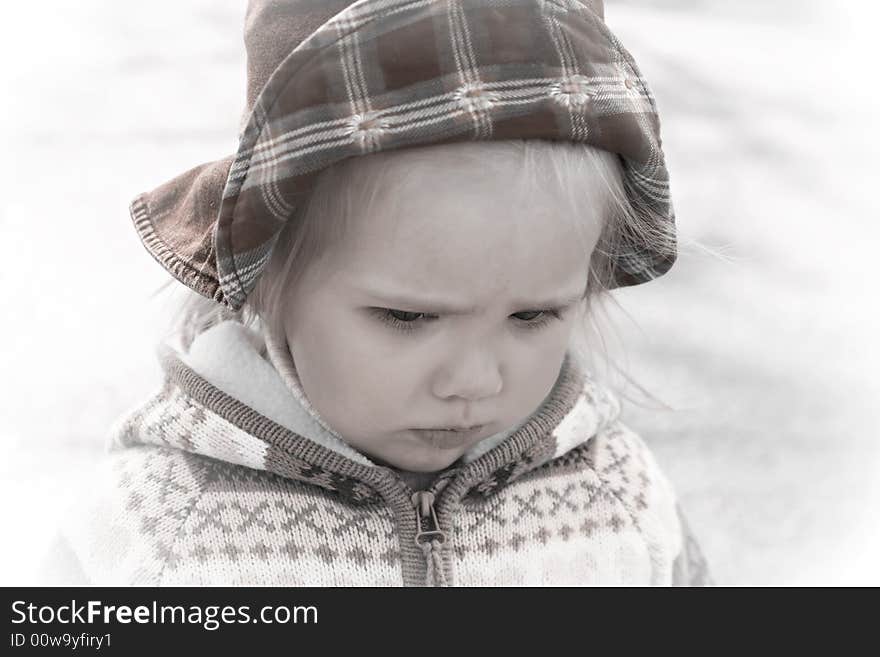 Portrait of the small beautiful girl it is isolated on white