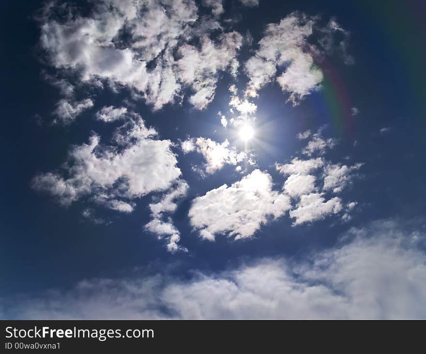 Deep Blue Sky With Sun