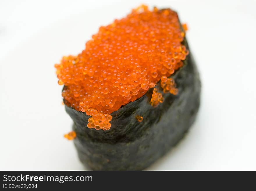 Sushi with red caviar