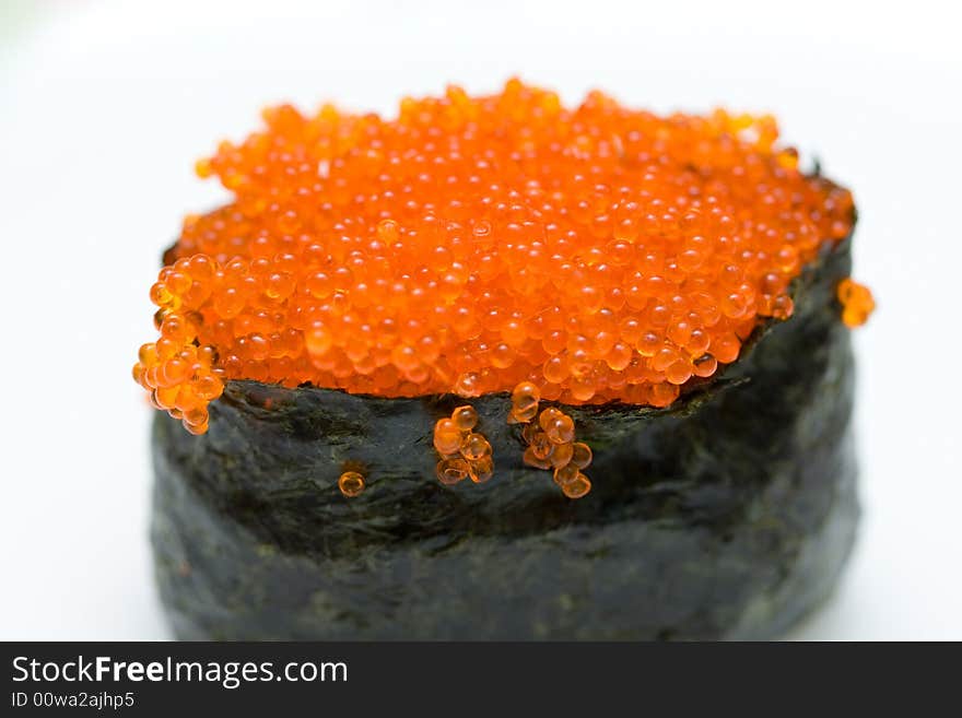 Sushi with red caviar