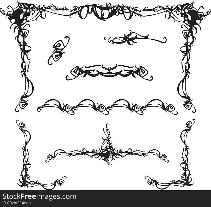 Illustration of decorative frames and patterns.