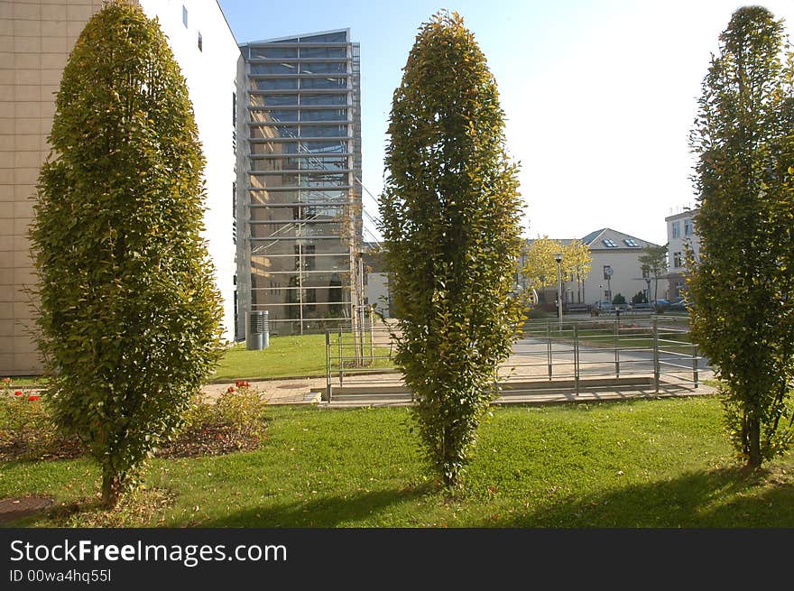 Modern architecture in summer light