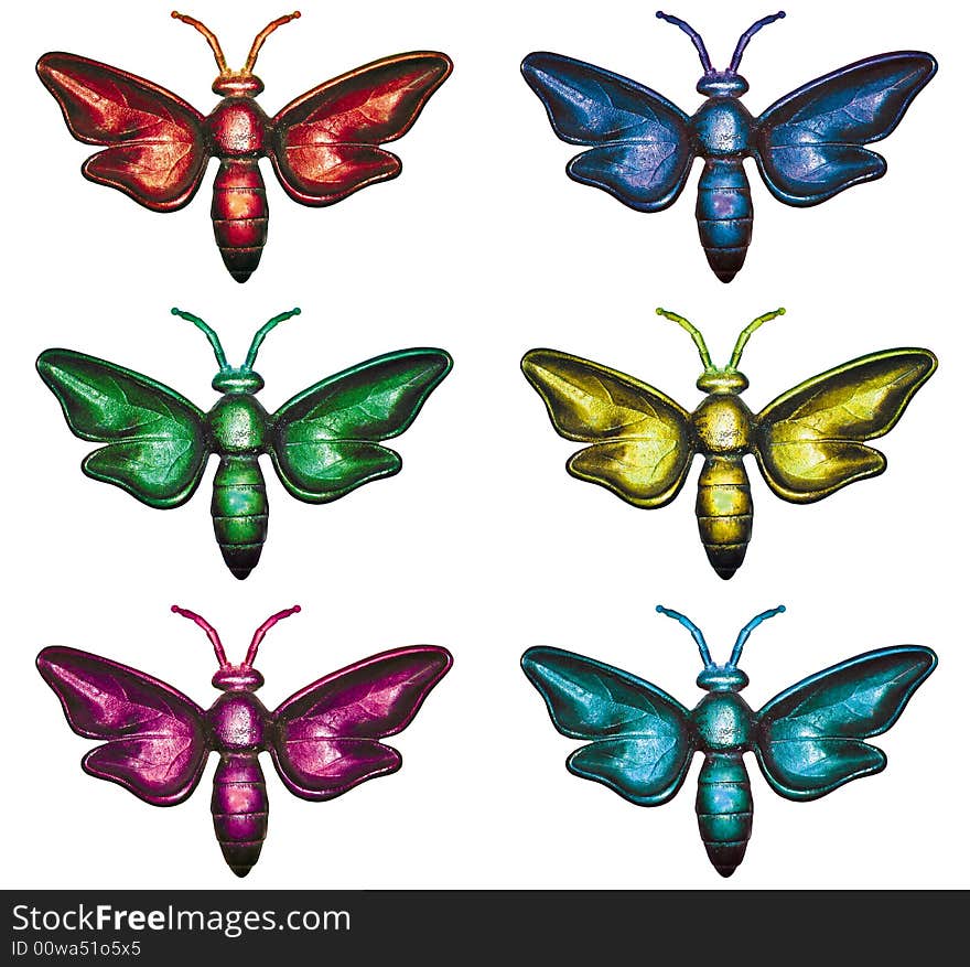 Six differently colors butterflies in one picture. Six differently colors butterflies in one picture.