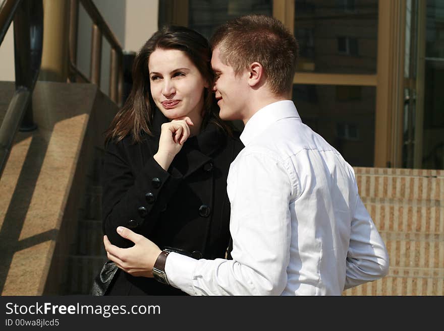 Young man close to a young attractive girl. Young man close to a young attractive girl