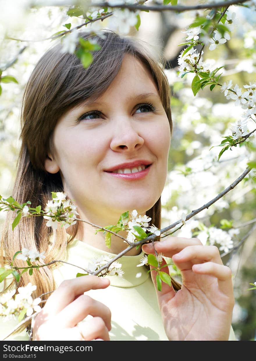 Smiling girl with flowers