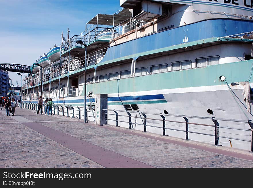 Restaurant boat in Rio de la Plata river - La Boca. Restaurant boat in Rio de la Plata river - La Boca