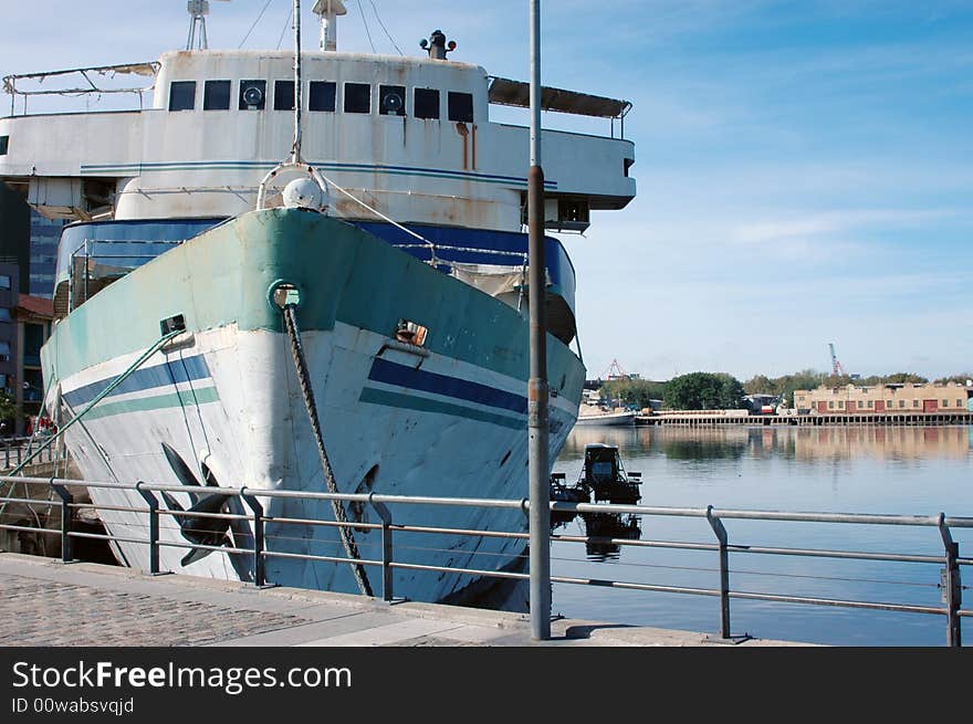 Restaurant boat in Rio de la Plata river - La Boca. Restaurant boat in Rio de la Plata river - La Boca