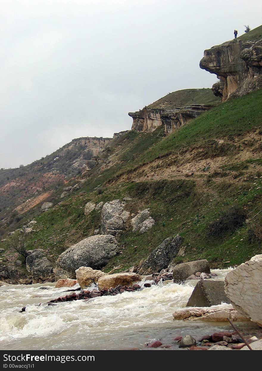 Rocks above river valley. Uzbekistan, spring 2008. Rocks above river valley. Uzbekistan, spring 2008