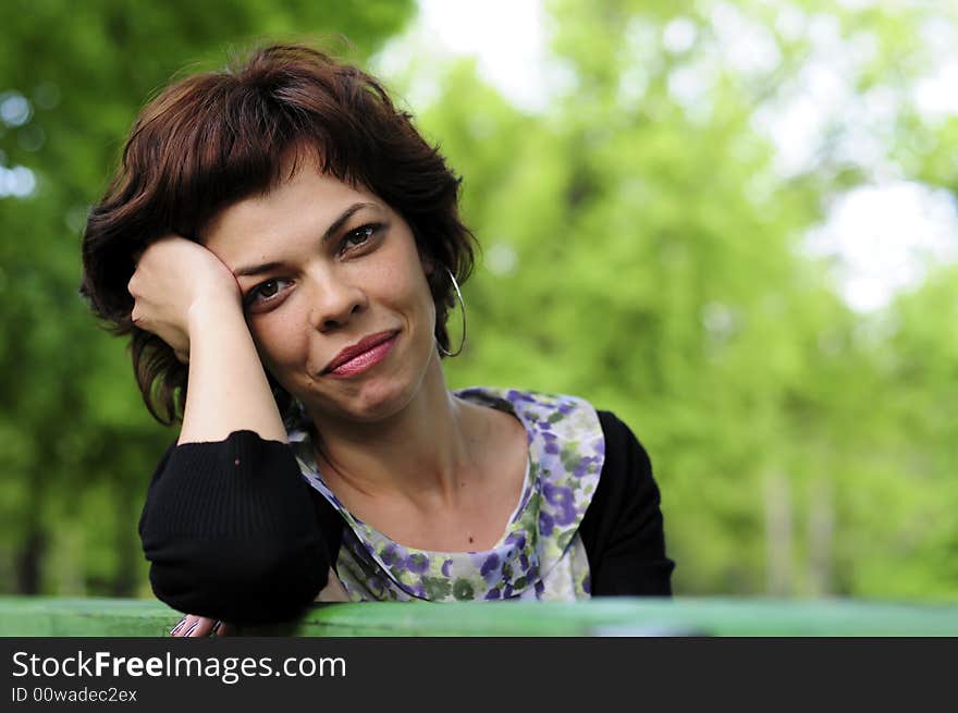 A view with a young woman smiling