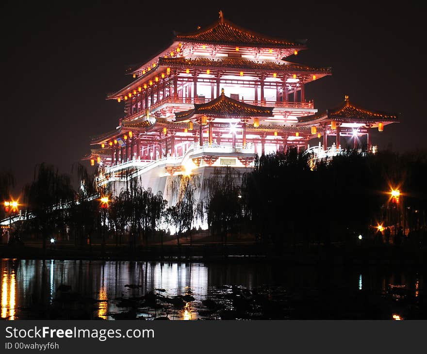 Palace in  xi'an  city，shannxie ，china. Palace in  xi'an  city，shannxie ，china