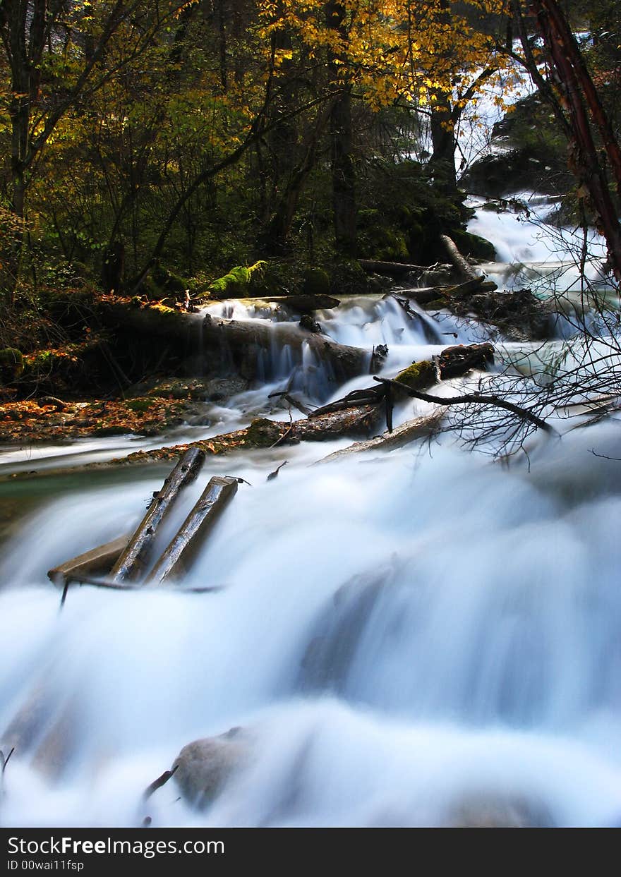 Waterfall in jiuzhaigou valley scenic