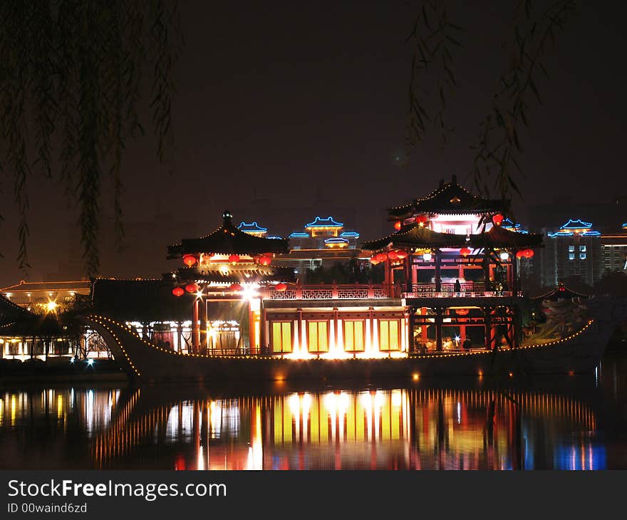 Boat In Tang Dynasty Lotus Garden