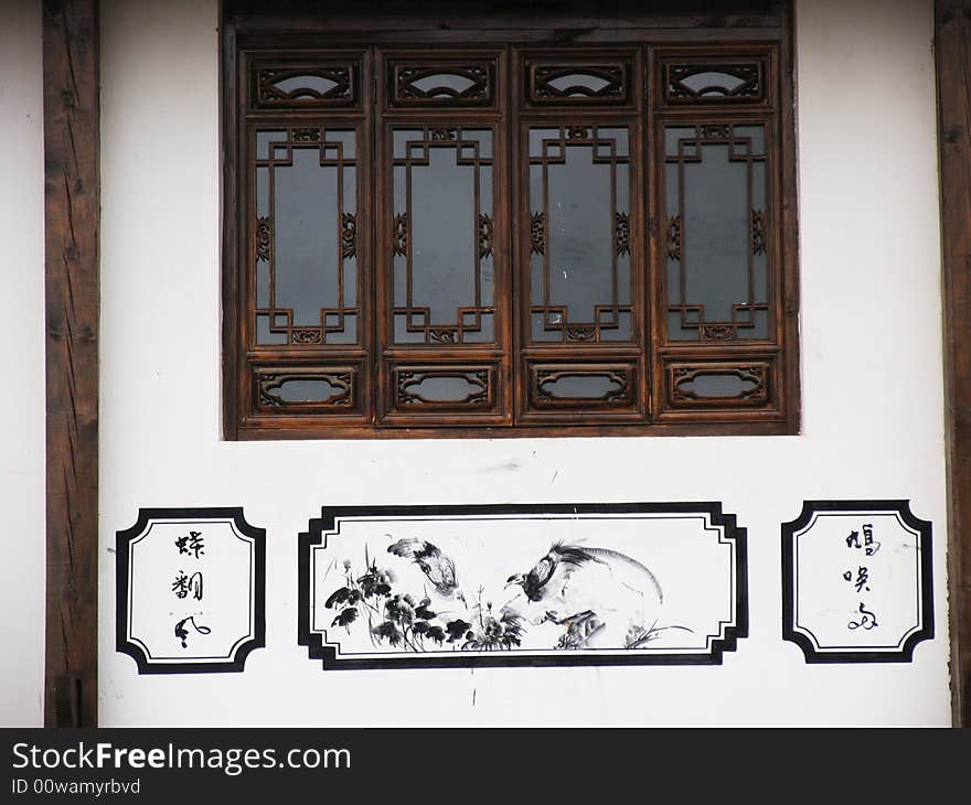 beautiful chinese traditional wall and Windows