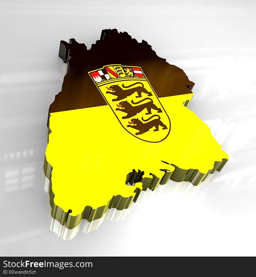 3d made flag map of Baden Württemberg