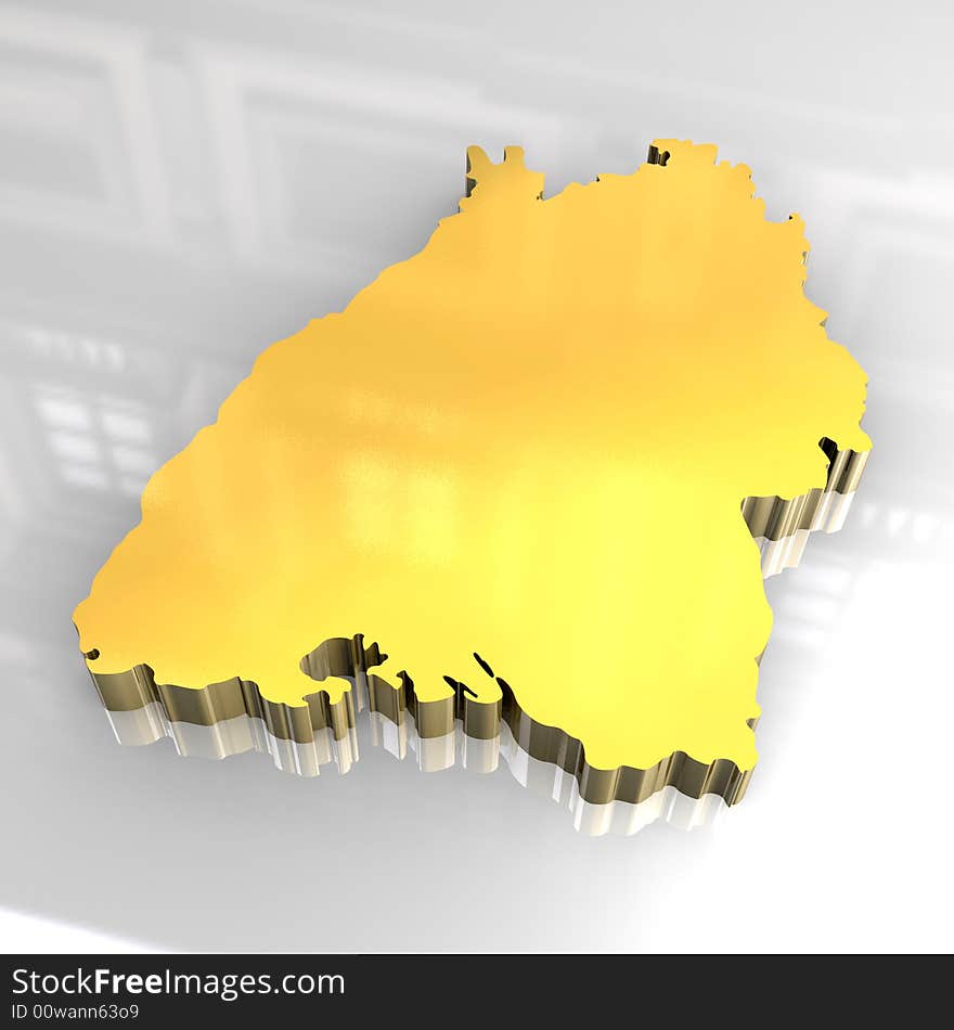 3d made flag map of Baden Württemberg. 3d made flag map of Baden Württemberg