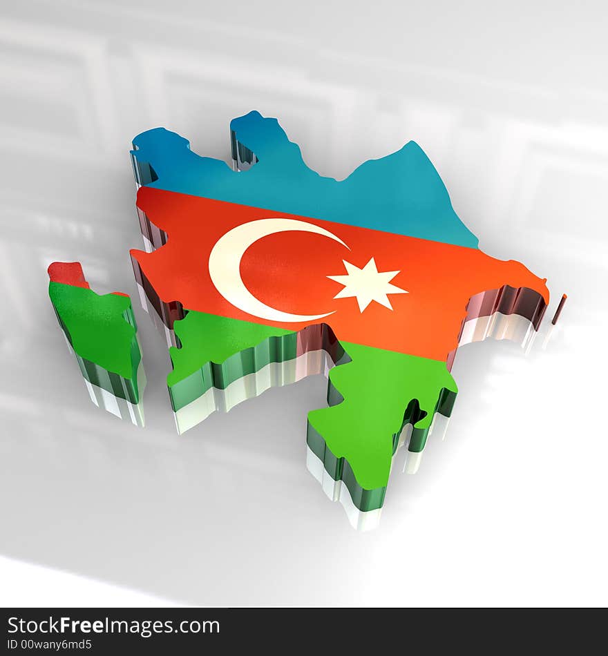 3d Flag Map Of Azerbaijan