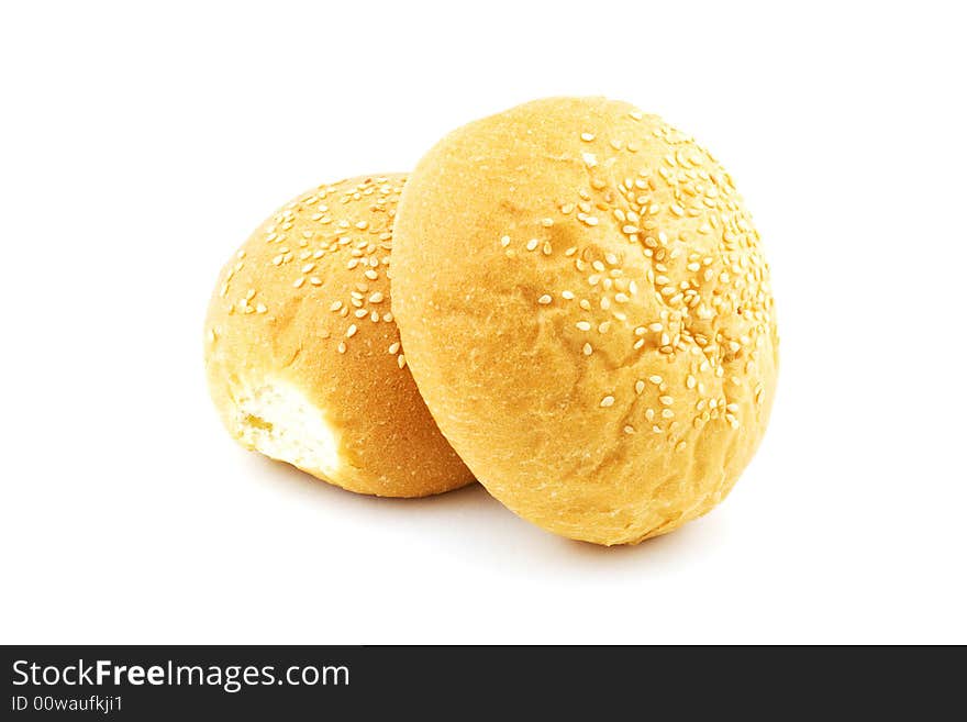 Isolated photo of two buns with sesame