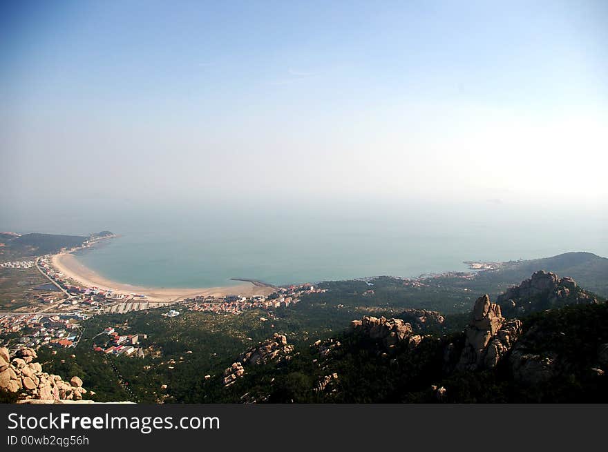 Resort nearby the gulf,looking from the top of a mountain