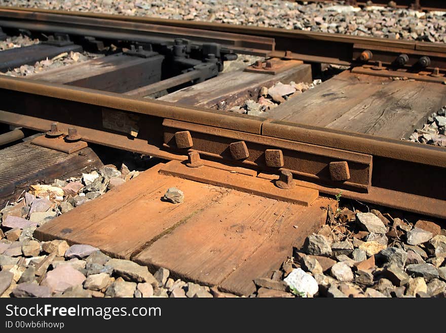 Close - up of an antique railway. Close - up of an antique railway.