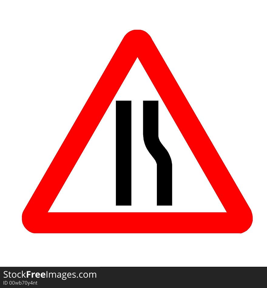 Traffic Sign - Warning Narrow Road Ahead