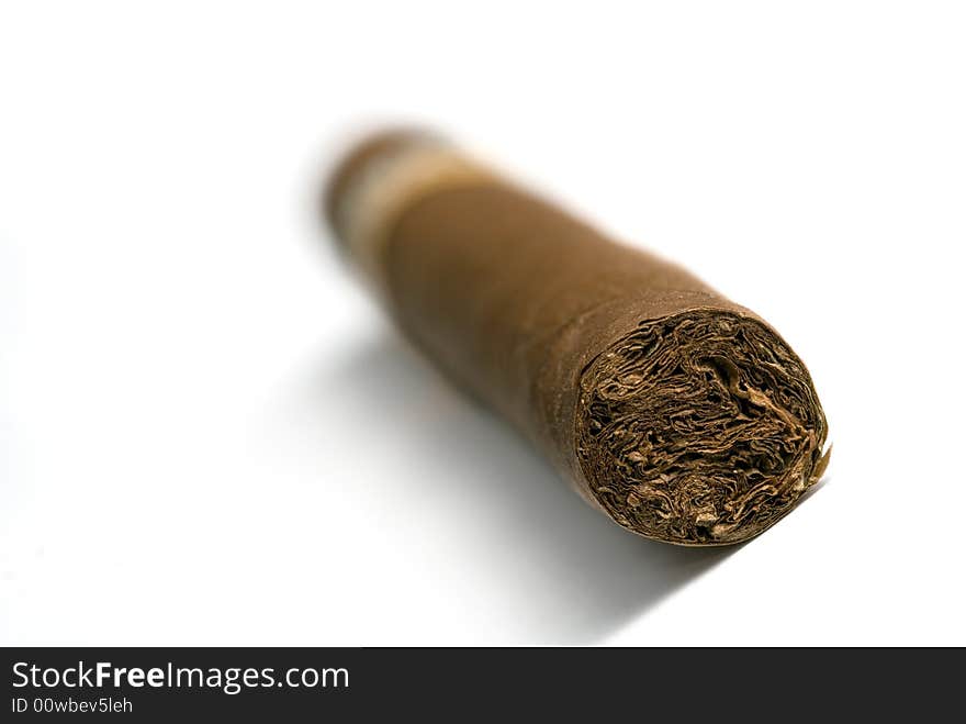 Macro of cuban cigars in white background