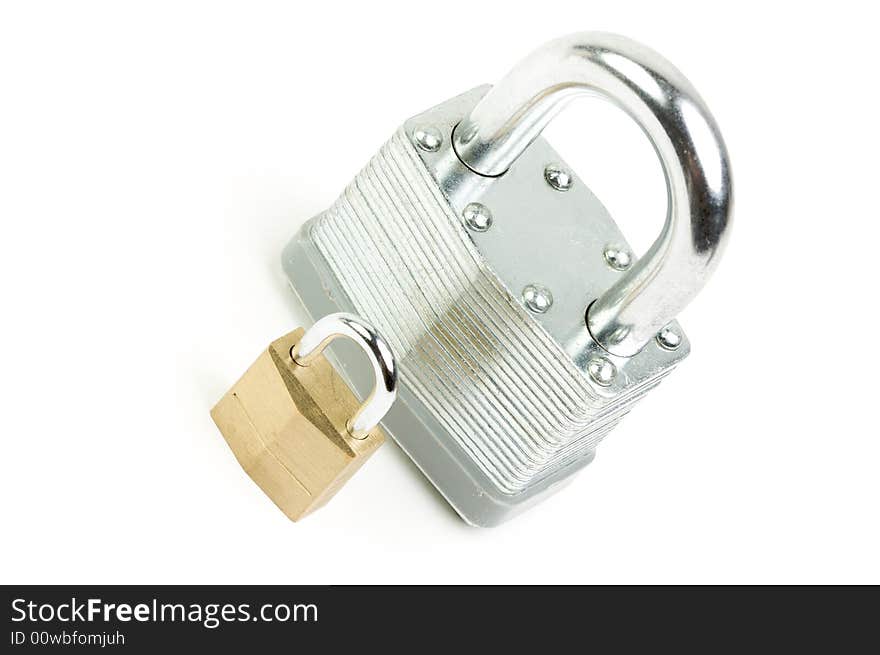 Pair of Padlocks isolated on a white background.